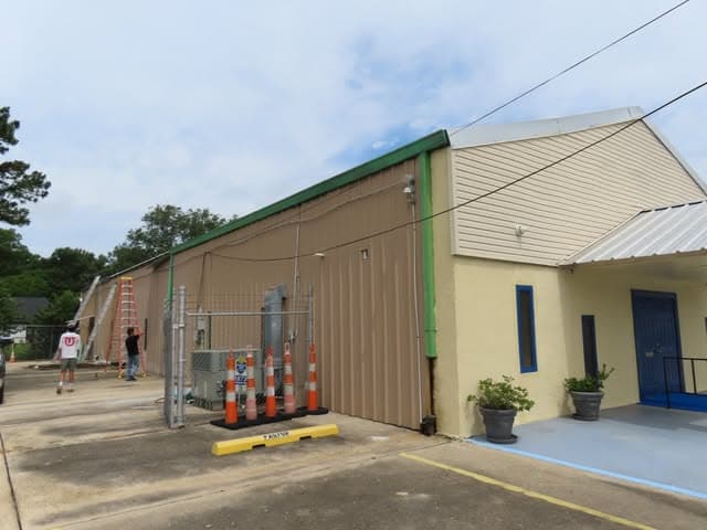 Gutter installation at Good Shepherd Baptist Church